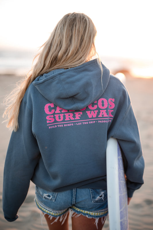 Cayucos Surf Wax Heritage Hoodie | Storm Blue · Pink