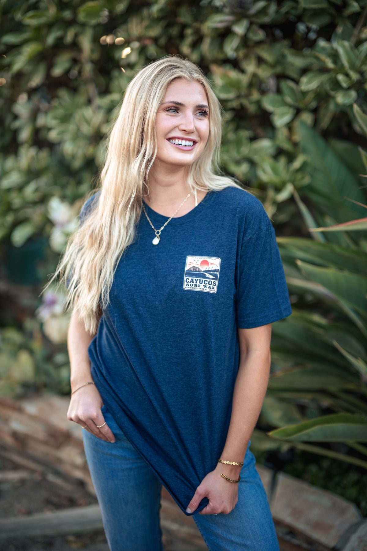 Cayucos Surf Wax Heritage Tee | Navy · Orange