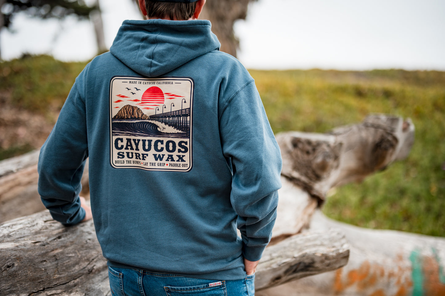 Cayucos Surf Wax Classic Hoodie | Storm Blue