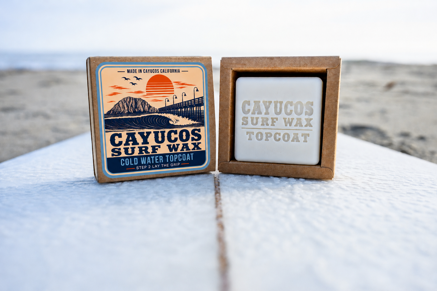 Cayucos Surf Wax Cold Water Topcoat surf wax designed for cold water surfing