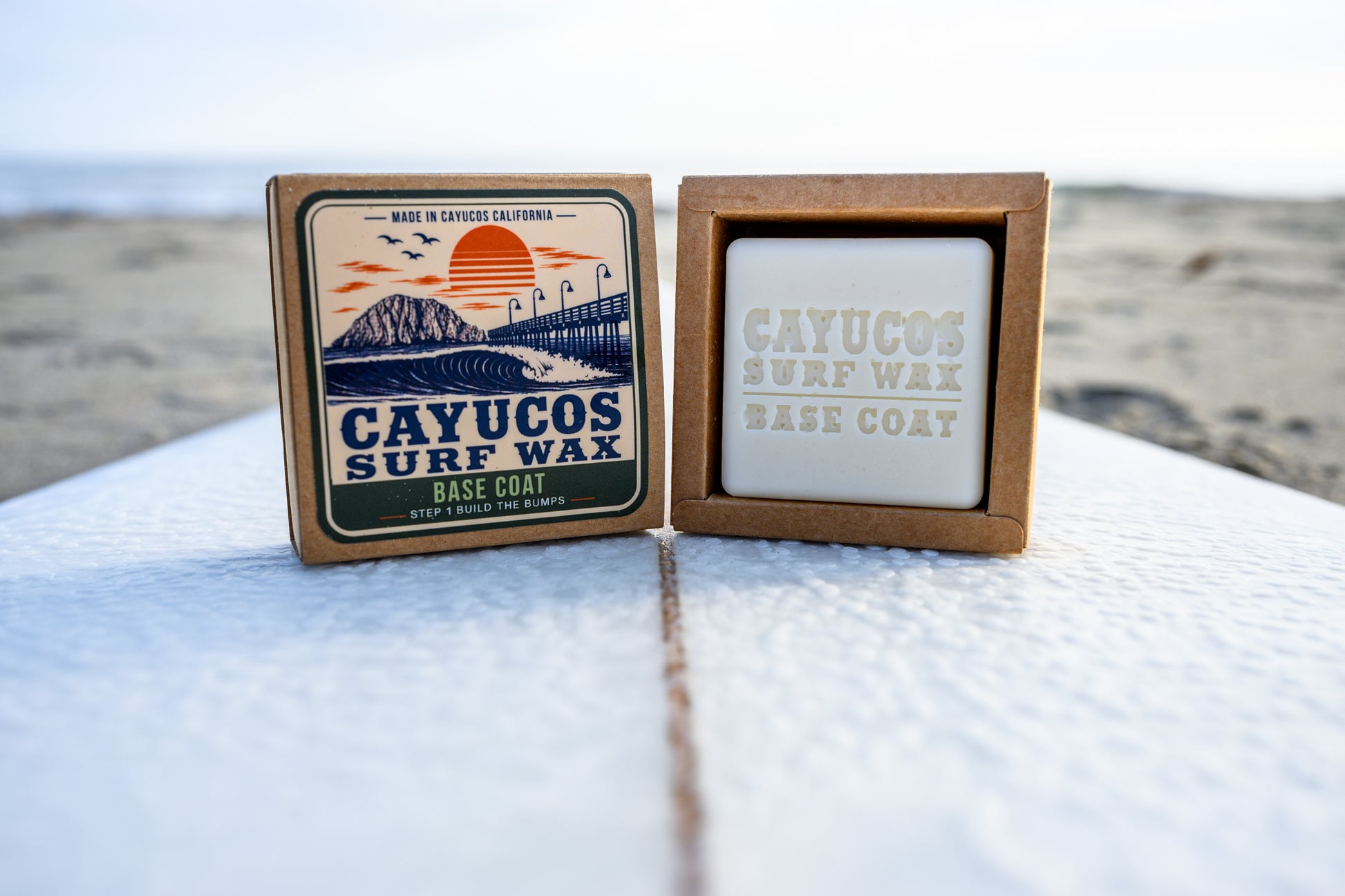 Cayucos Surf Wax Base Coat surf wax that builds durable wax bumps before applying Topcoat