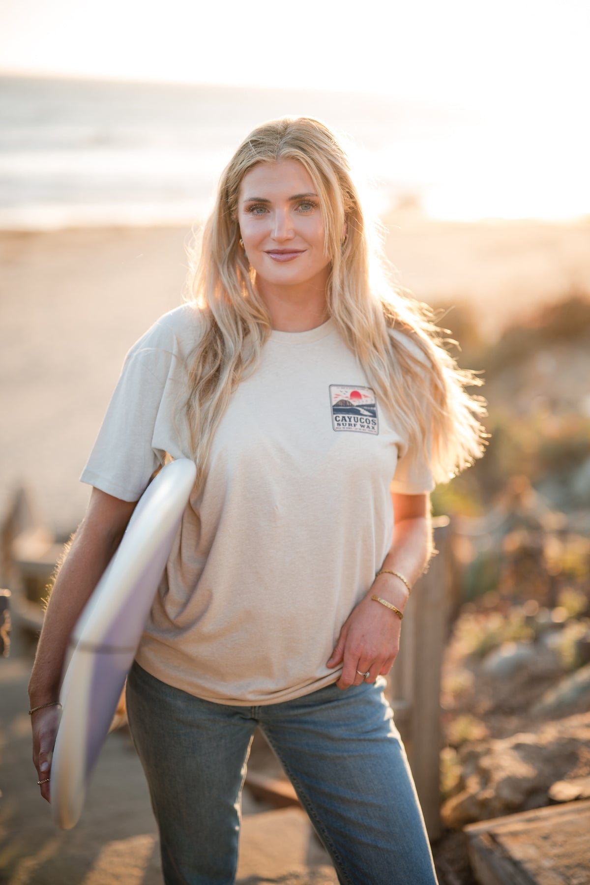 Cayucos Surf Wax Heritage Tee | Cream · Navy