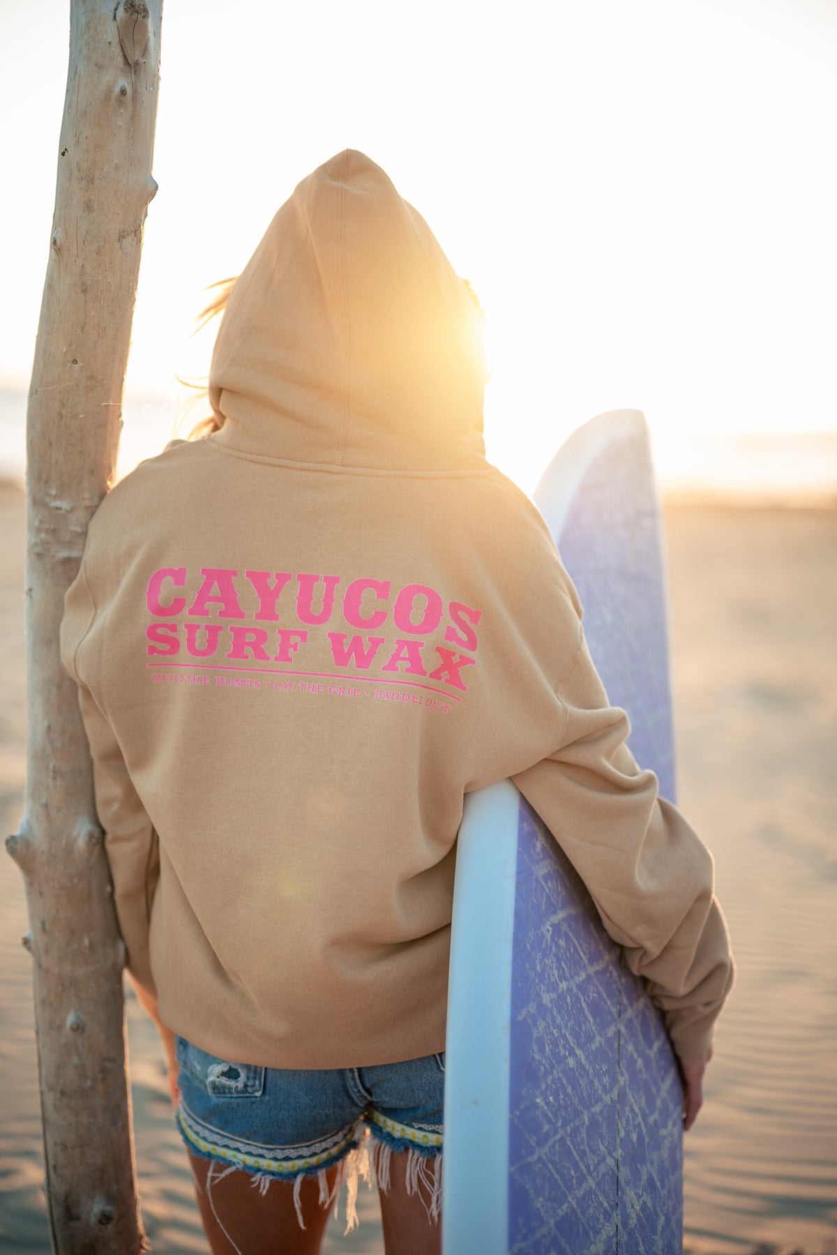 Cayucos Surf Wax Heritage Hoodie | Sandstone · Pink